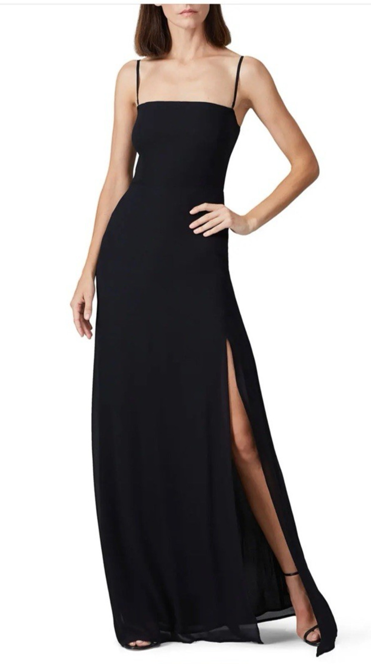 Reformation Ingrid Dress 6 Black Maxi Long Aline Sleeveless Cocktail Formal